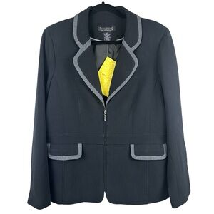QVC BLACK BLAZER ZIPPER JACKET SIZE 12 NWT